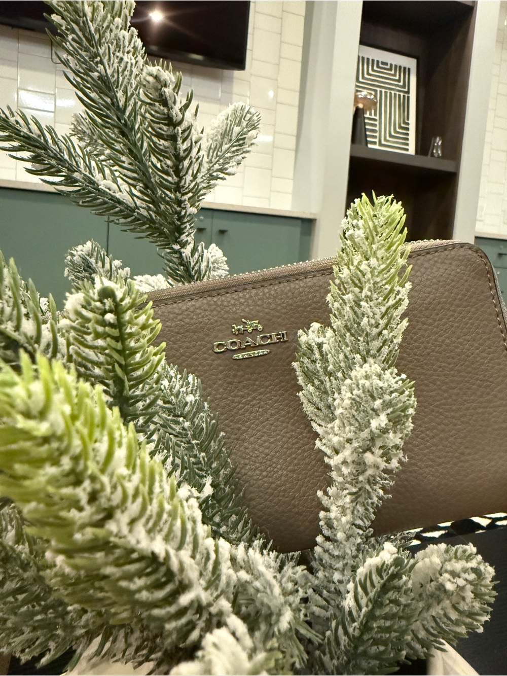 COACH Pebbled Leather Accordion Zip Wallet - Taupe - Excellent Condition C4451 - Picture 2 of 8